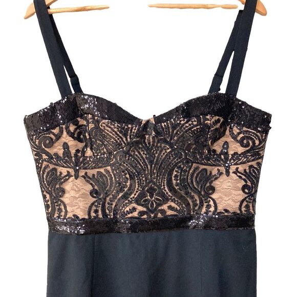 Dress the Population Black Sylvia Dress Sequinned Structured Bodice Cocktail XXL - Picture 5 of 15